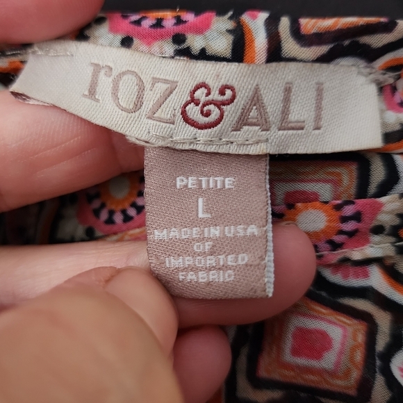 Roz & Ali Pink Pattern Print Sleeveless Tunic Tank Top Women's Large Petite LP - Picture 6 of 8